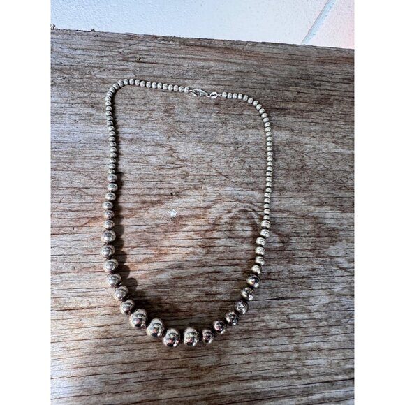 Jewelry - Italian Sterling Silver Graduated Bead Necklace 17” 925 Lobster Clasp 14.35g